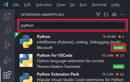 Python extension installation