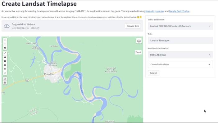 Web Application for Creating Time-Lapses of Landsat Imagery