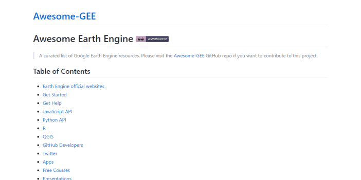 Awesome Earth Engine: A Curated List of Google Earth Engine Resources