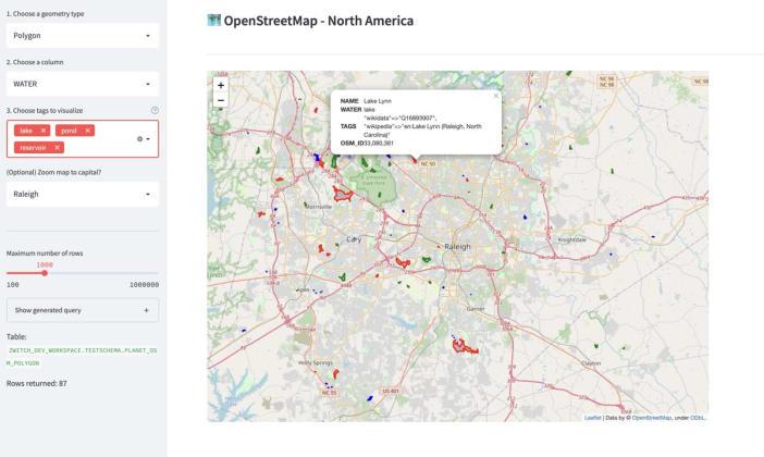 Streamlit-Folium + Snowflake + OpenStreetMap