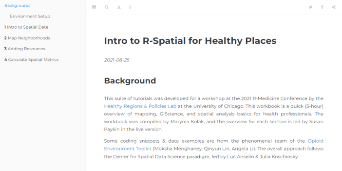 Free Course: Intro to R-Spatial for Healthy Places