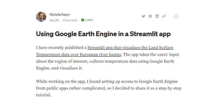 How to use Google Earth Engine in a Streamlit App